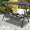 Convertible 3-Seat Patio Porch Swing Chair to Flat Bed with Adjustable Canopy - 80" x 51" x 67" (L x W x H)
